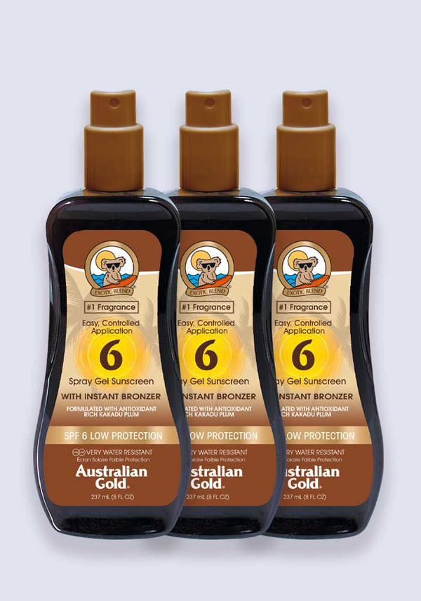 Australian Gold Spray Gel With Instant Bronzer SPF 6 237ml - 3 Pack Saver