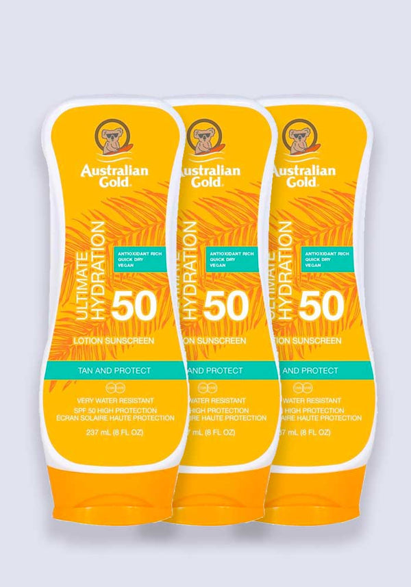 Australian Gold Sunscreen Sun Tan Lotion SPF 50 237ml - 3 Pack Saver