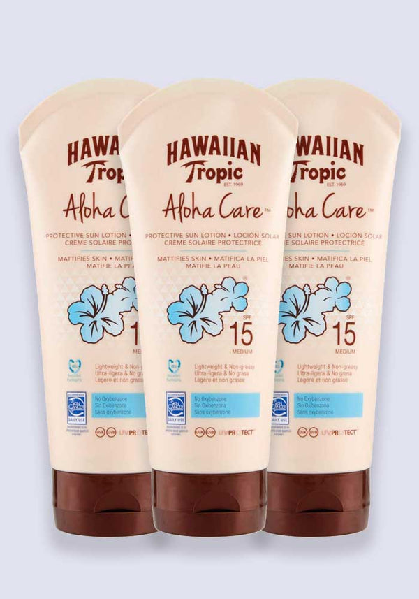 Hawaiian Tropic Aloha Care Protective Sun Lotion SPF 15 180ml 3 Pack Saver
