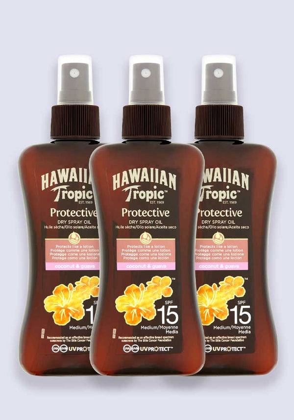 Hawaiian Tropic Protective Spray Oil SPF 15 200ml - 3 Pack Saver