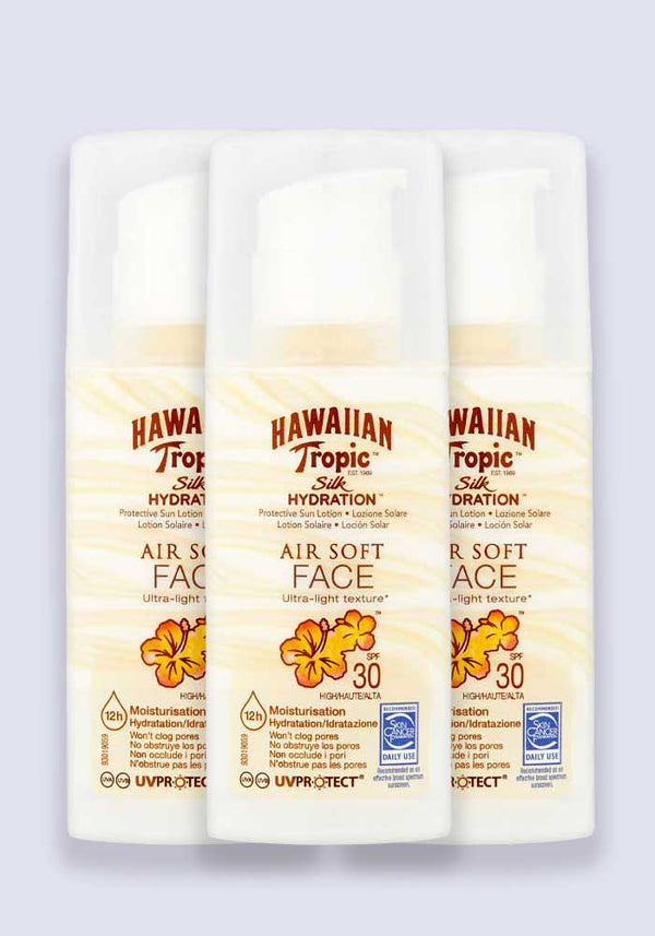 Hawaiian Tropic Silk Hydration Face Sun Protection Lotion SPF 30 50ml - 3 Pack Saver