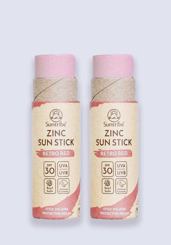 Suntribe All Natural Zinc Sun Stick Retro Red SPF 30 30g - 2 Pack Saver