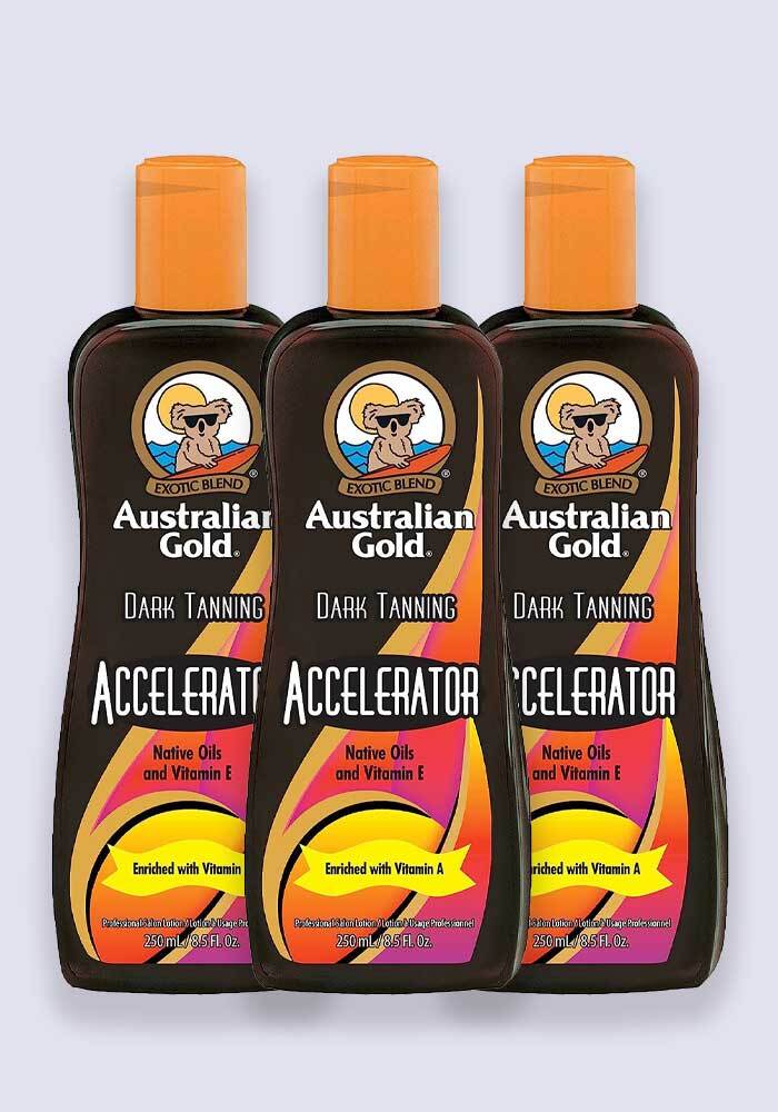 Australian Gold Dark Tanning Accelerator Lotion with Vitamn A 250ml - 3 Pack Saver