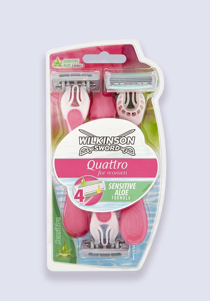 Wilkinson Sword Quattro For Women Disposable Sensitive Razors - 3 Pack