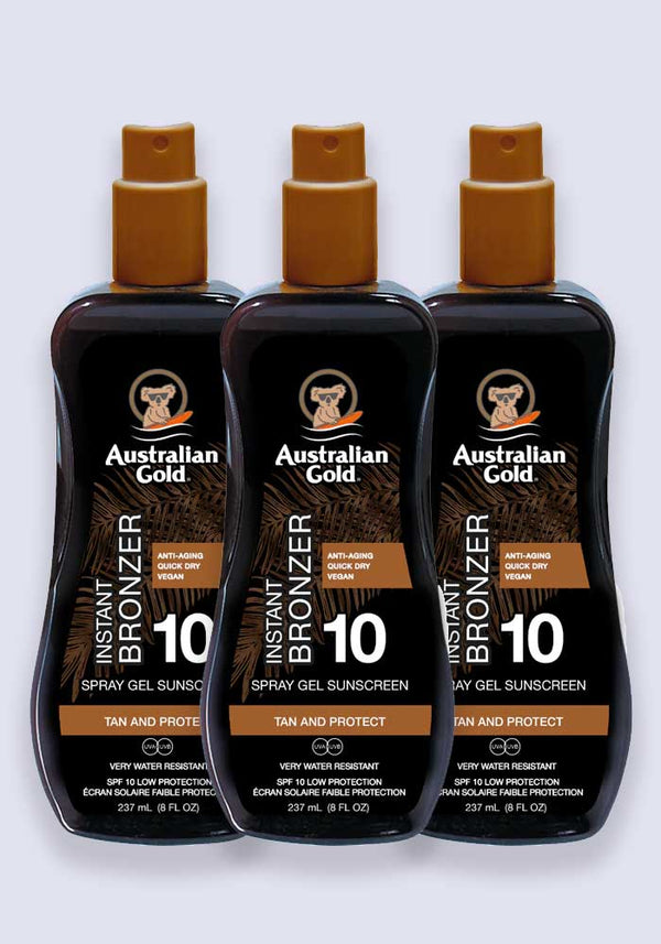 Australian Gold Spray Gel With Instant Bronzer SPF 10 237ml - 3 Pack Saver