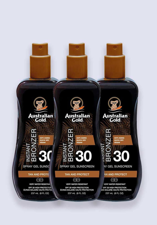 Australian Gold Spray Gel With Instant Bronzer SPF 30 237ml - 3 Pack