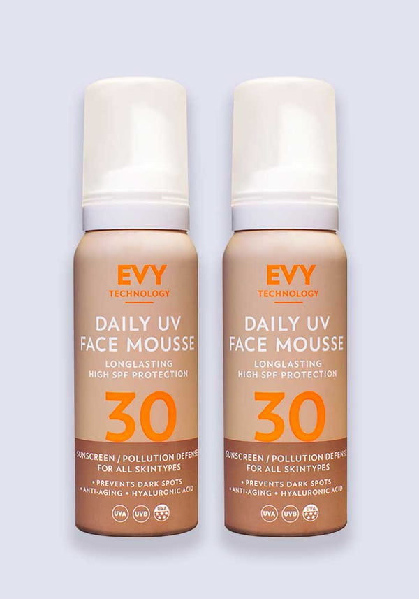EVY Daily UV Face Mousse SPF 30 75ml - 2 Pack Saver