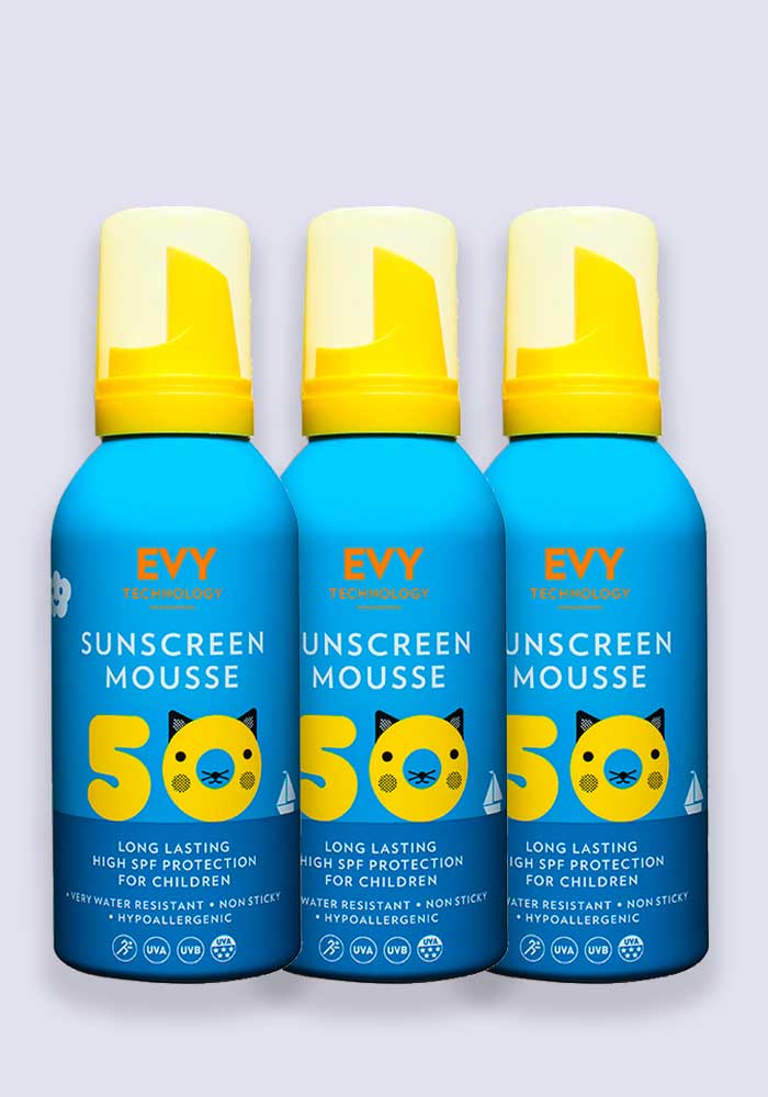 EVY Kids Sunscreen Mousse SPF 50 150ml - 3 Pack