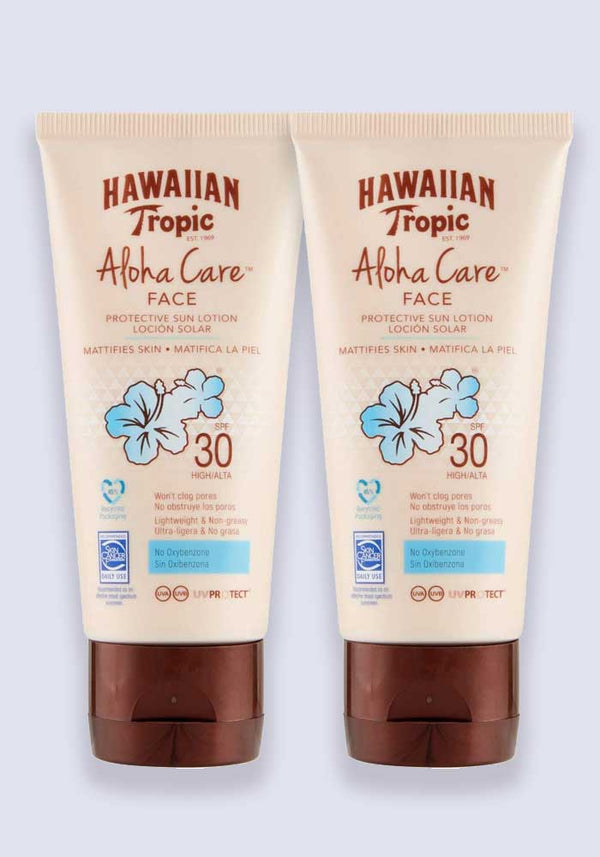 Hawaiian Tropic Aloha Care FACE Protective Sun Lotion SPF 30 90ml 2 Pack Saver