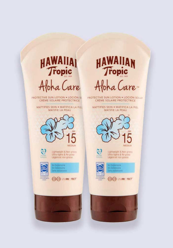 Hawaiian Tropic Aloha Care Protective Sun Lotion SPF 15 180ml 2 Pack Saver