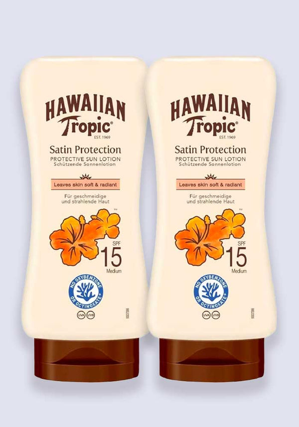 Hawaiian Tropic Satin Protection Sun Lotion SPF 15 180ml 2 Pack Saver