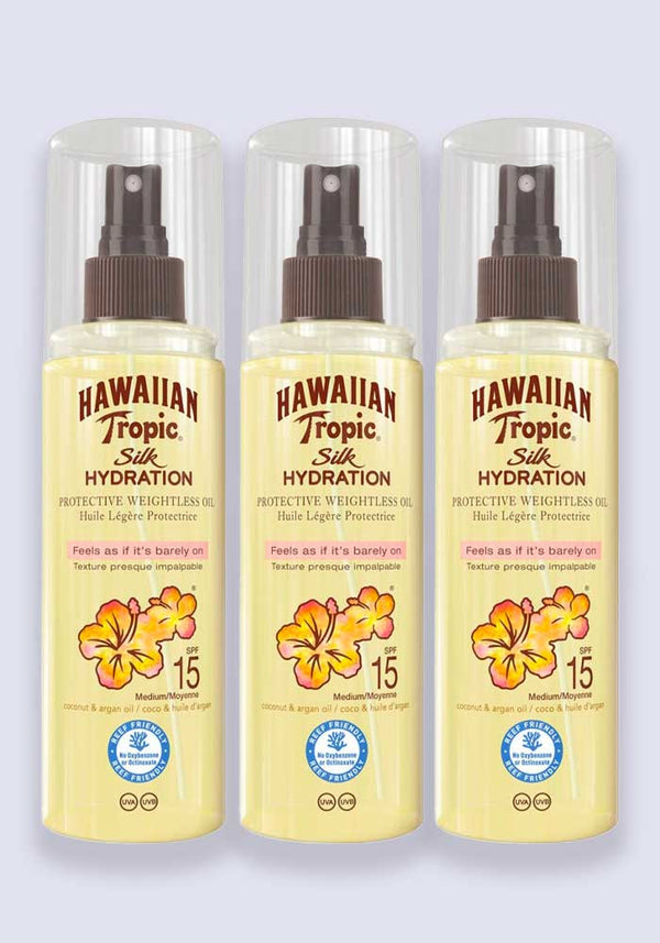 Hawaiian Tropic Silk Hydration Dry Oil Mist SPF 15 150ml 3 Pack Saver