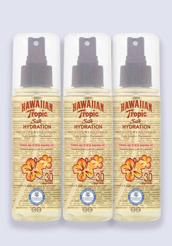 Hawaiian Tropic Silk Hydration Dry Oil Mist SPF 30 150ml 3 Pack Saver