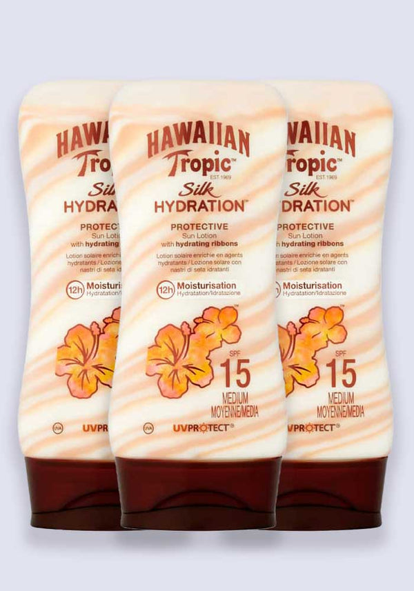 Hawaiian Tropic Silk Hydration Protective Sun Lotion SPF 15 180ml 3 Pack Saver