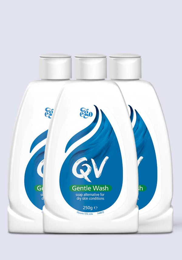 QV Gentle Wash Soap Free Cleanser PH Balanced & Hypoallergenic 250ml - 3 Pack Saver