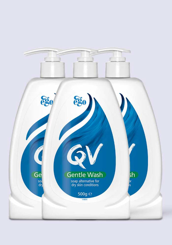 QV Gentle Wash Soap Free Cleanser PH Balanced & Hypoallergenic 500ml - 3 Pack Saver