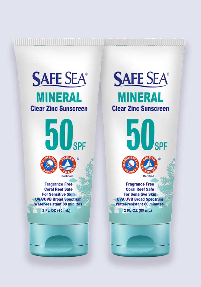 Safe Sea Clear Zinc Mineral Sunscreen SPF 50 60ml - 2 Pack Saver