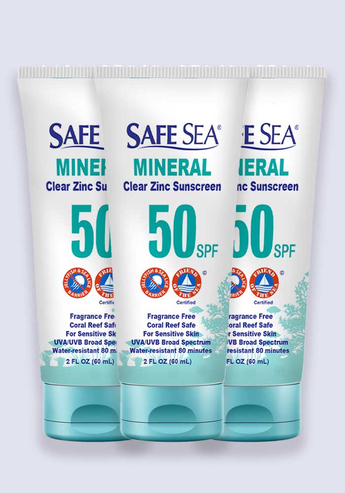 Safe Sea Clear Zinc Mineral Sunscreen SPF 50 60ml - 3 Pack Saver