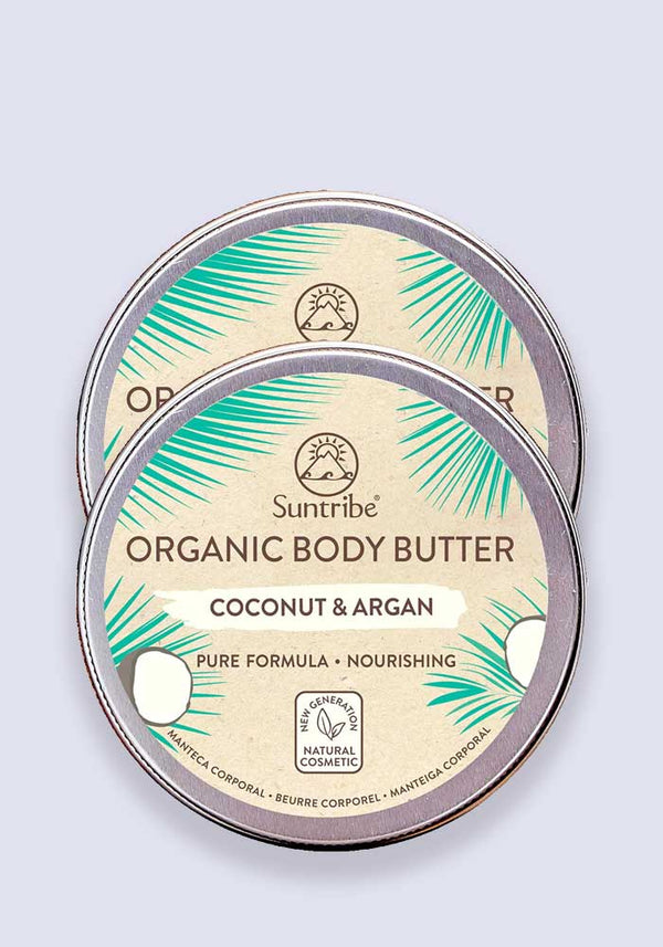 Suntribe 100% Organic Body Butter Coconut & Argan 150ml - 2 Pack Saver