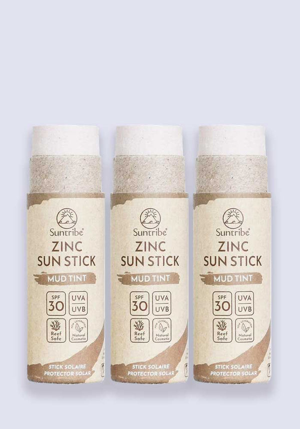 Suntribe All Natural Zinc Sun Stick Mud Tint SPF 30 30g - 3 Pack Saver