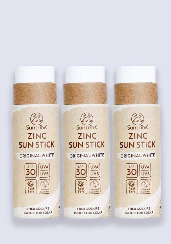 Suntribe All Natural Zinc Sun Stick Original White SPF 30 30g - 3 Pack Saver