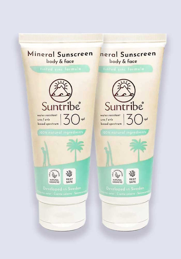 Suntribe Body & Face Mineral Sunscreen Lotion SPF 30 100ml - 2 Pack Saver