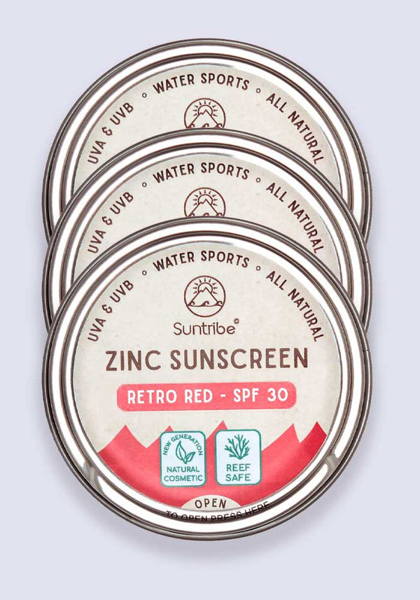 Suntribe Face & Sport Mineral Sunscreen Retro Red SPF 30 10g - 3 Pack Saver