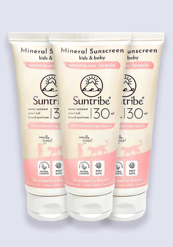 Suntribe Kids & Baby Mineral Sunscreen Lotion SPF 30 100ml - 3 Pack Saver