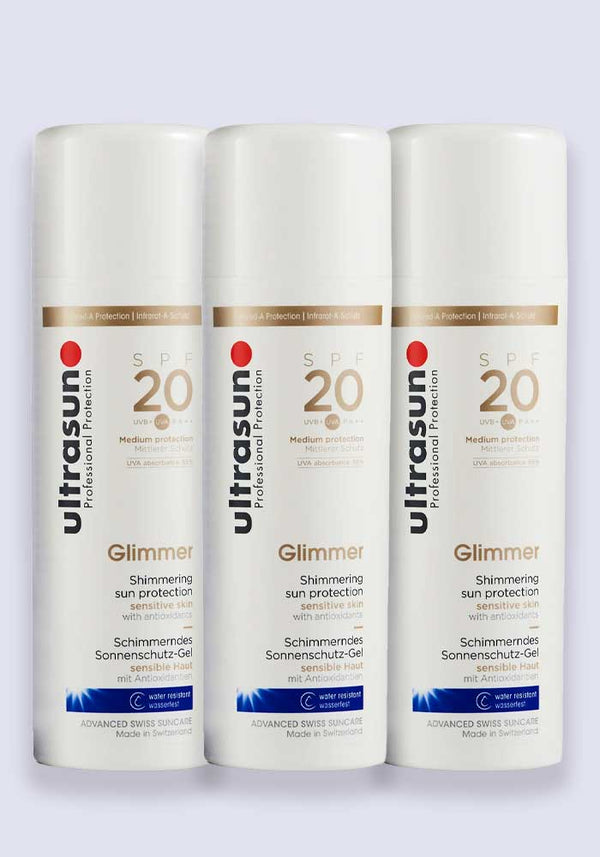 Ultrasun Sensitive Glimmer Sun Protection SPF 20 150ml - 3 Pack Saver