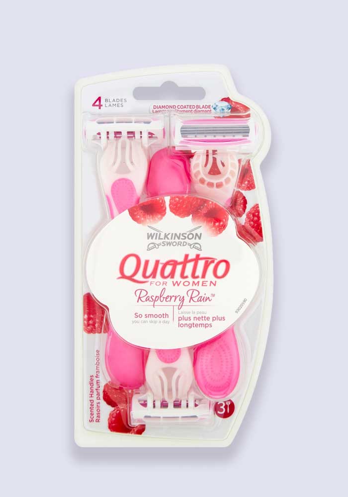 Wilkinson Sword Quattro For Women Raspberry Rain Disposable Razors - 3 Pack