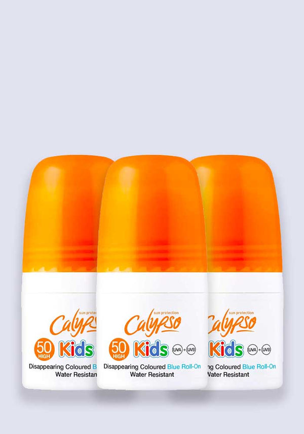 Calypso Kids Coloured Sun Lotion Roll-On SPF 50 50ml - 3 Pack Saver