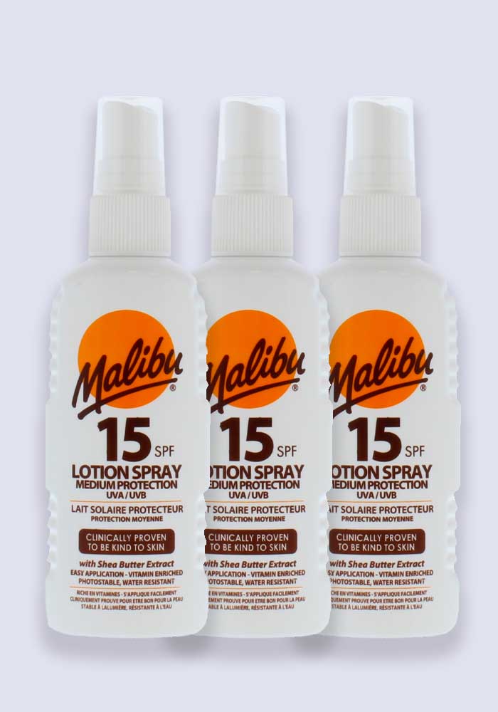 Malibu Sun Lotion Spray SPF 15 200ml - 3 Pack