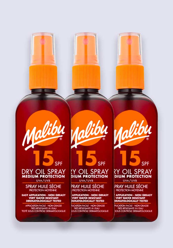 Malibu Dry Oil Spray SPF 15 100ml -3 pack