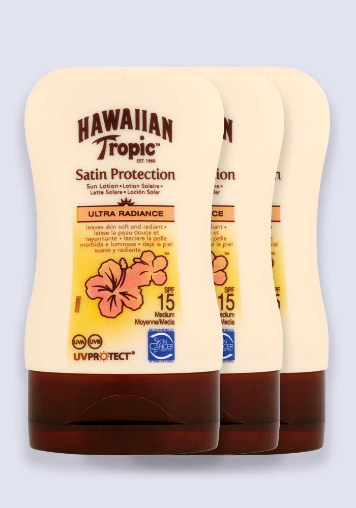 Hawaiian Tropic Satin Protection Ultra Radiance Sun Lotion SPF 15 100ml - 3 Pack