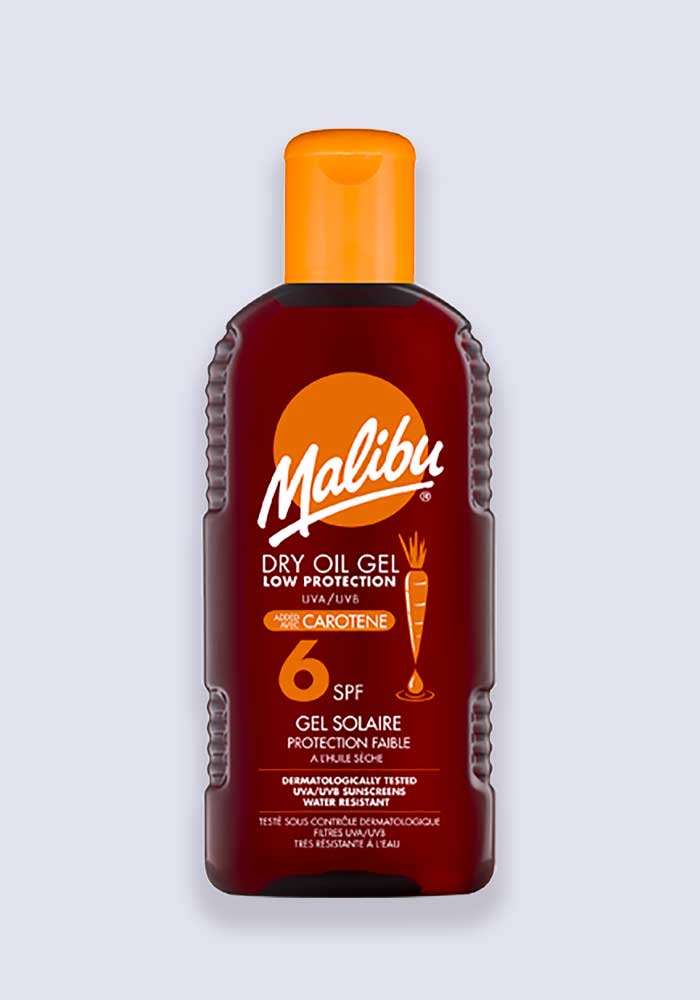 Malibu Dry Carrot Oil Gel Water Resistant Added Carotene SPF 6 200ml