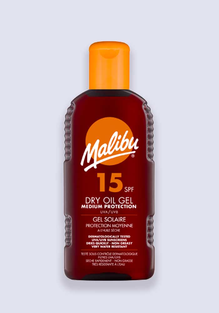Malibu Dry Oil Gel  Very Water Resistant Medium Protection SPF 15 200ml