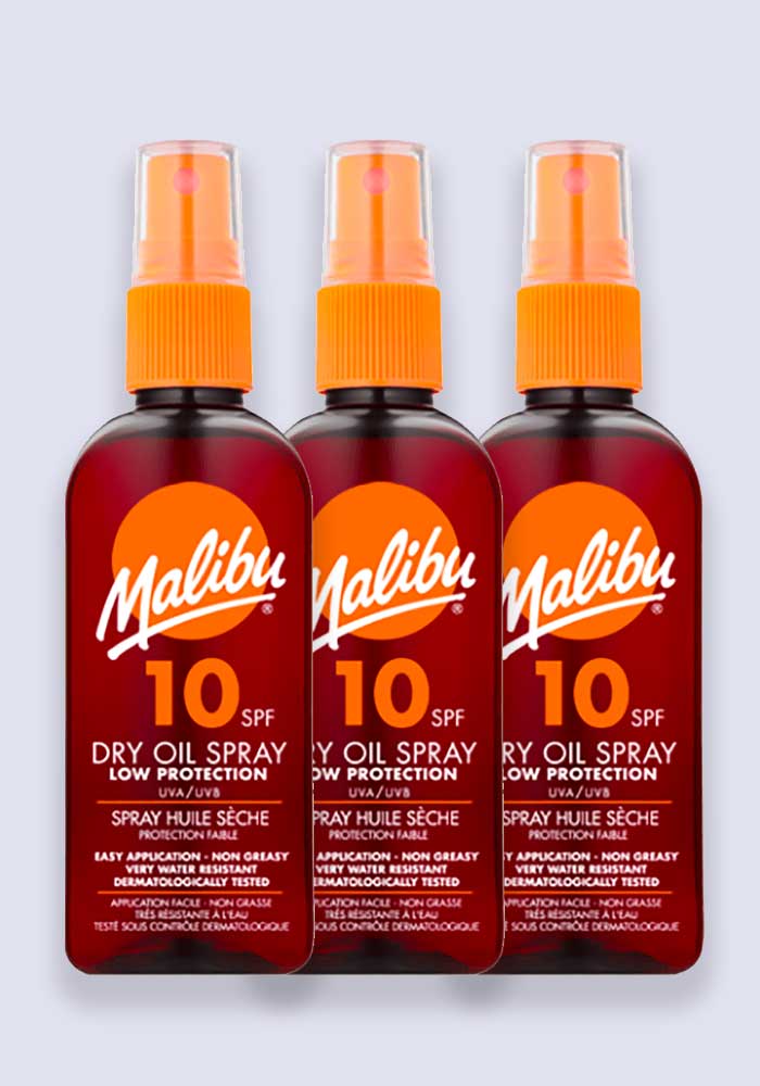 Malibu Dry Oil Spray SPF 10 100ml - 3 Pack