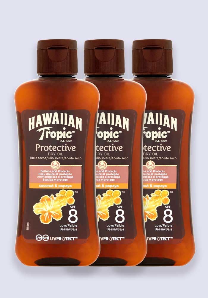 Hawaiian Tropic Protective Oil SPF 8 100ml - 3 Pack