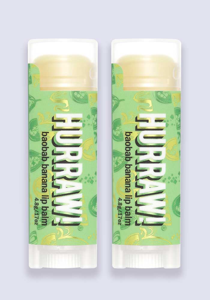 Hurraw Baobab Banana Lip Balm 4.3g (per stick) - 2 Pack