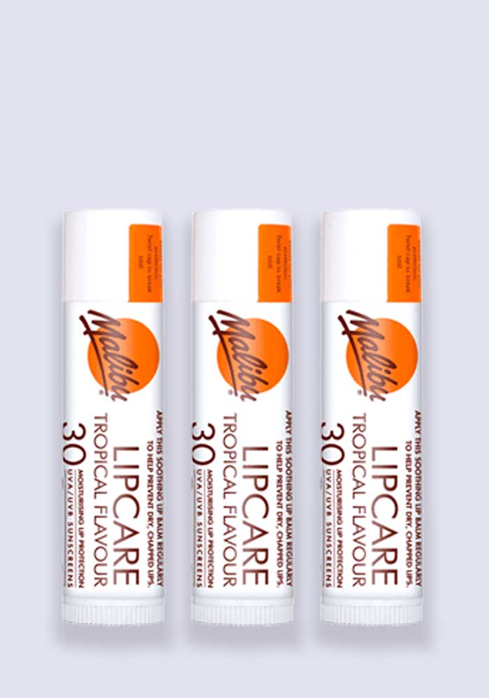 Malibu Sun Stick Lip Balm SPF 30 Tropical Flavour - 3 Pack